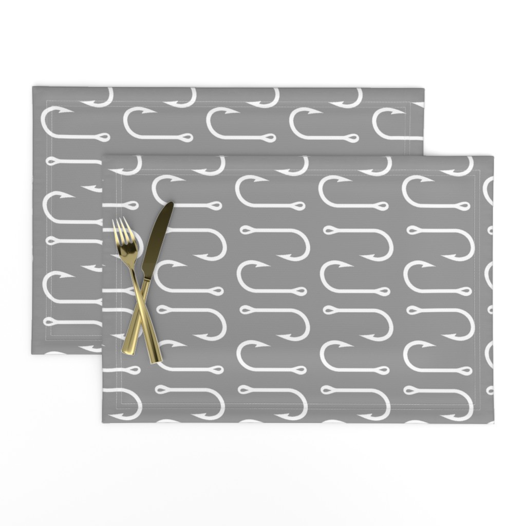 fish hooks (rotated 90) - Grey- LARGE scale