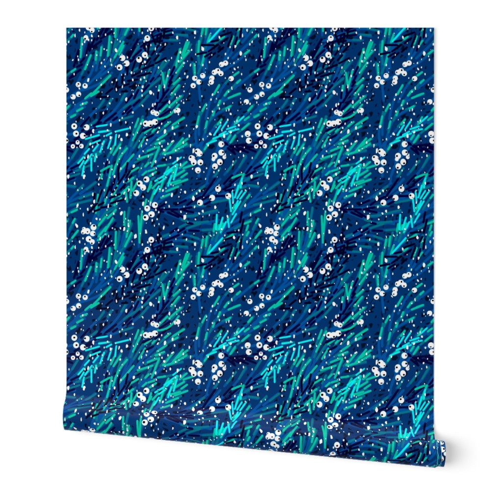 Winter Snow Berries | Navy Blue Teal White