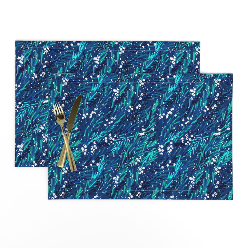 Winter Snow Berries | Navy Blue Teal White