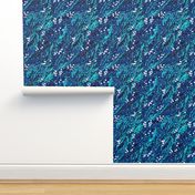 Winter Snow Berries | Navy Blue Teal White