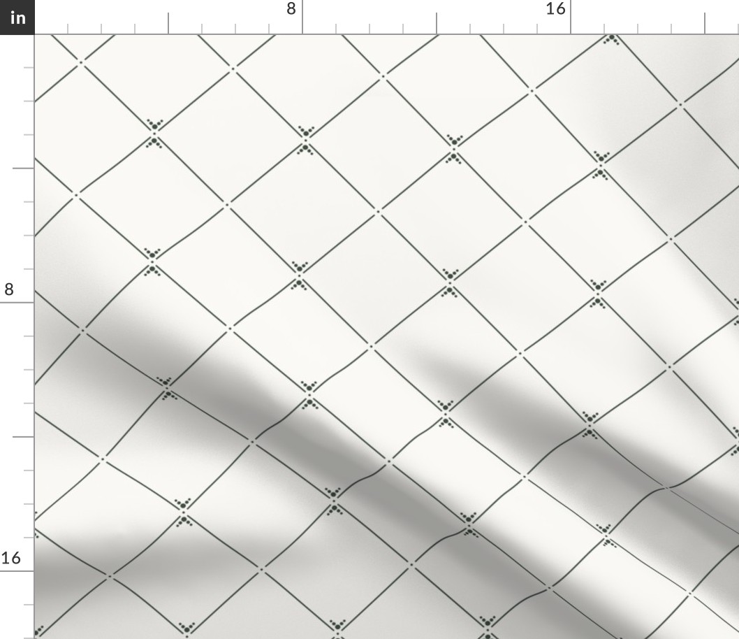 Lovely Trellis: Dusty Cream & Deep Forest Green Latticework