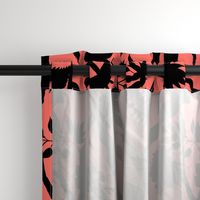  Silhouette Peony Branch Black on Living Coral