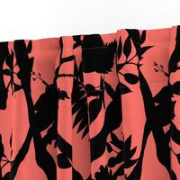  Silhouette Peony Branch Black on Living Coral