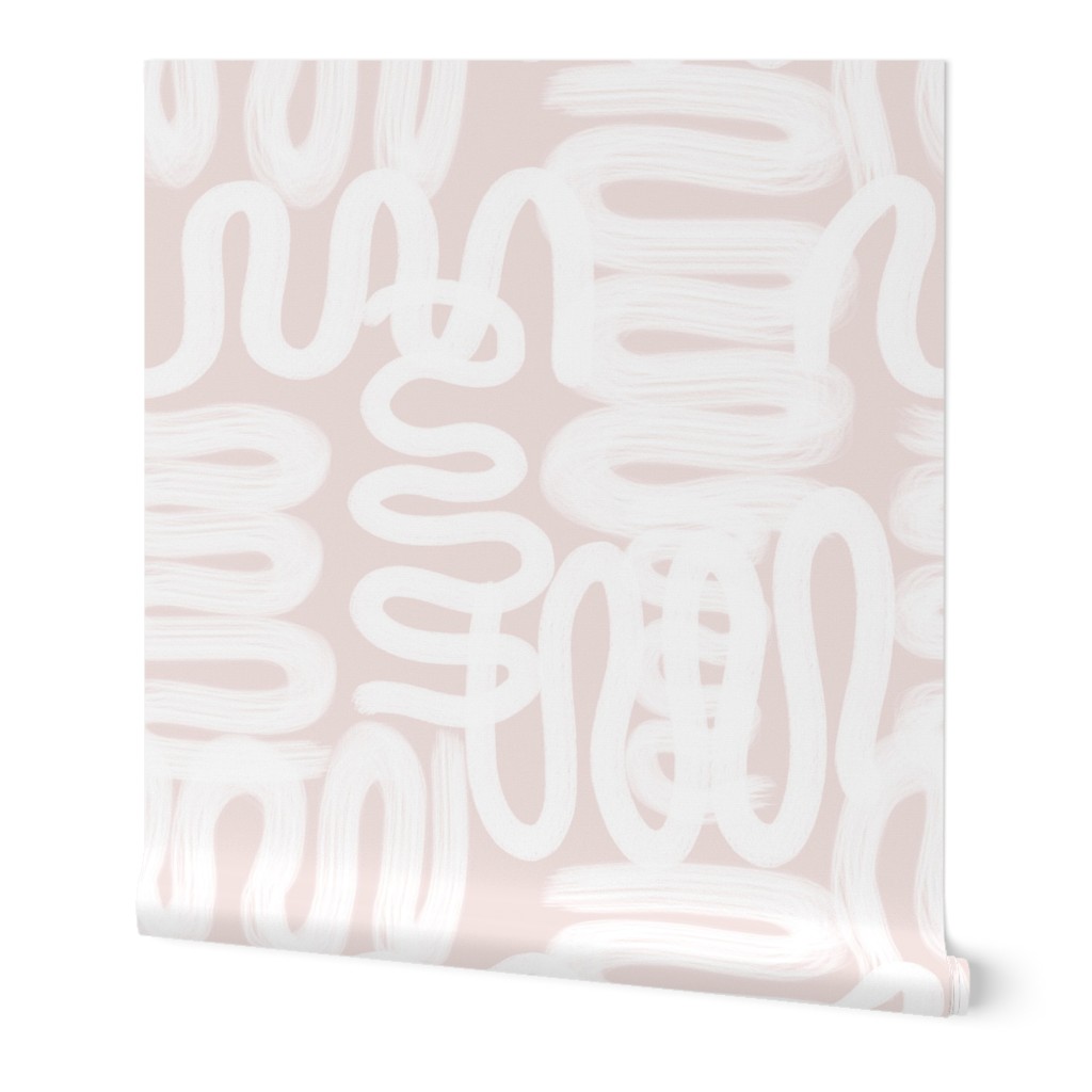 squiggle white on petal pink