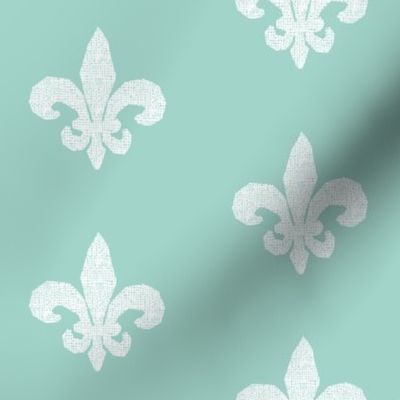 fleur de lis // mint and white grid weave cute nursery baby design