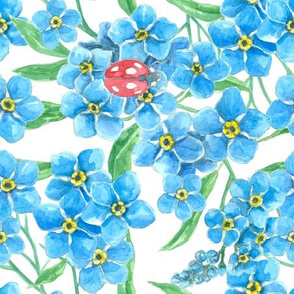 Forget me not seamless floral pattern