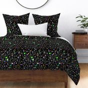 Milky Way Abstract pattern with colored bright stars on black background