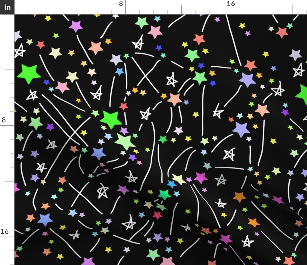 Milky Way Abstract pattern with colored bright stars on black background