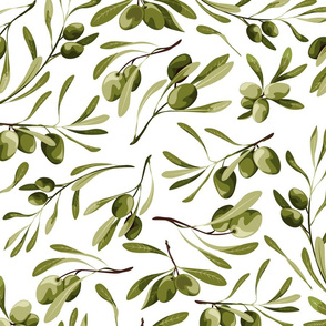  pattern with olive tree on a white background with plant and leaves