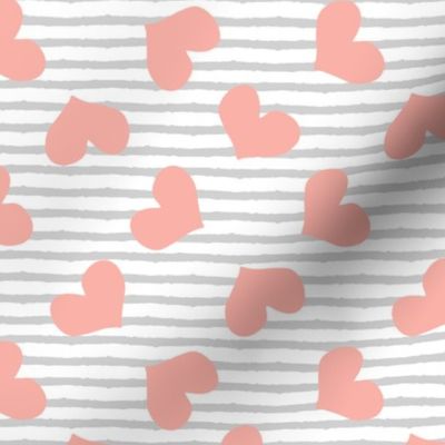 pink hearts tossed || stripes C19BS