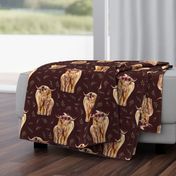 highland cow on maroon