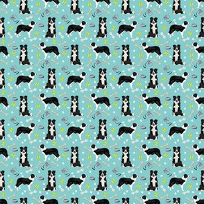 SMALLESt - SMALL - border collie toys tennis balls light blue fabric