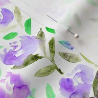 Watercolor florals in lilac || flowers pattern