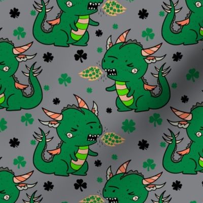 Shamrock Dragons on Charcoal St. Patrick's Day Saint Patrick's Day 