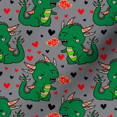 Boy Valentine Dragons on Gray