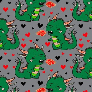Boy Valentine Dragons on Gray