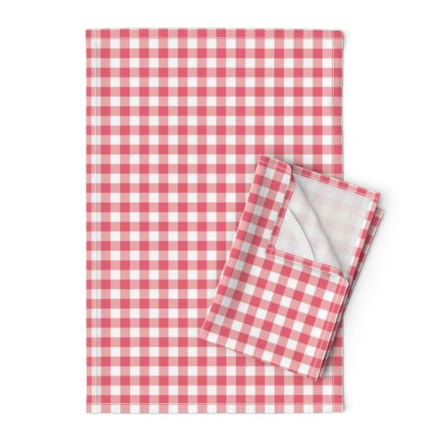 Coral Pink Gingham Squares Plaid