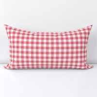 Coral Pink Gingham Squares Plaid