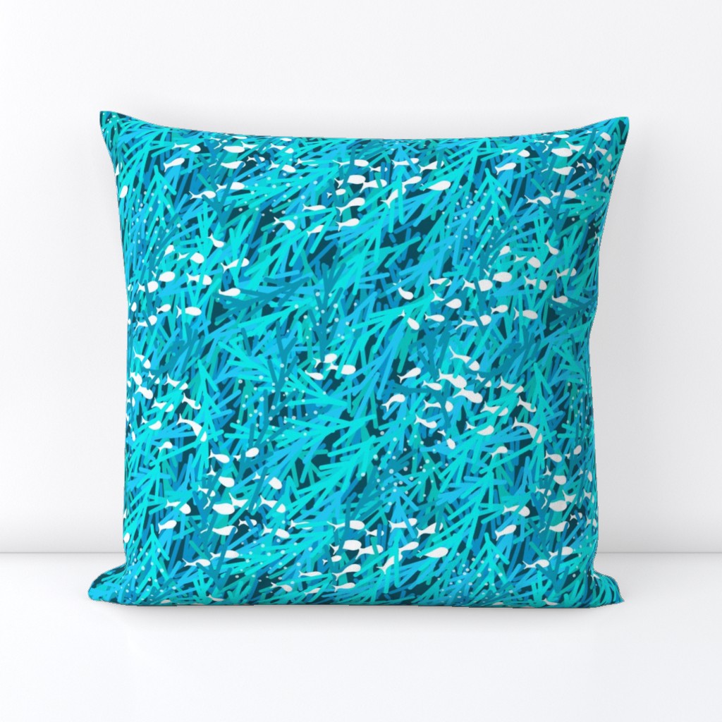 Where Little Fish Swim | Aqua Teal Turquoise Blue White