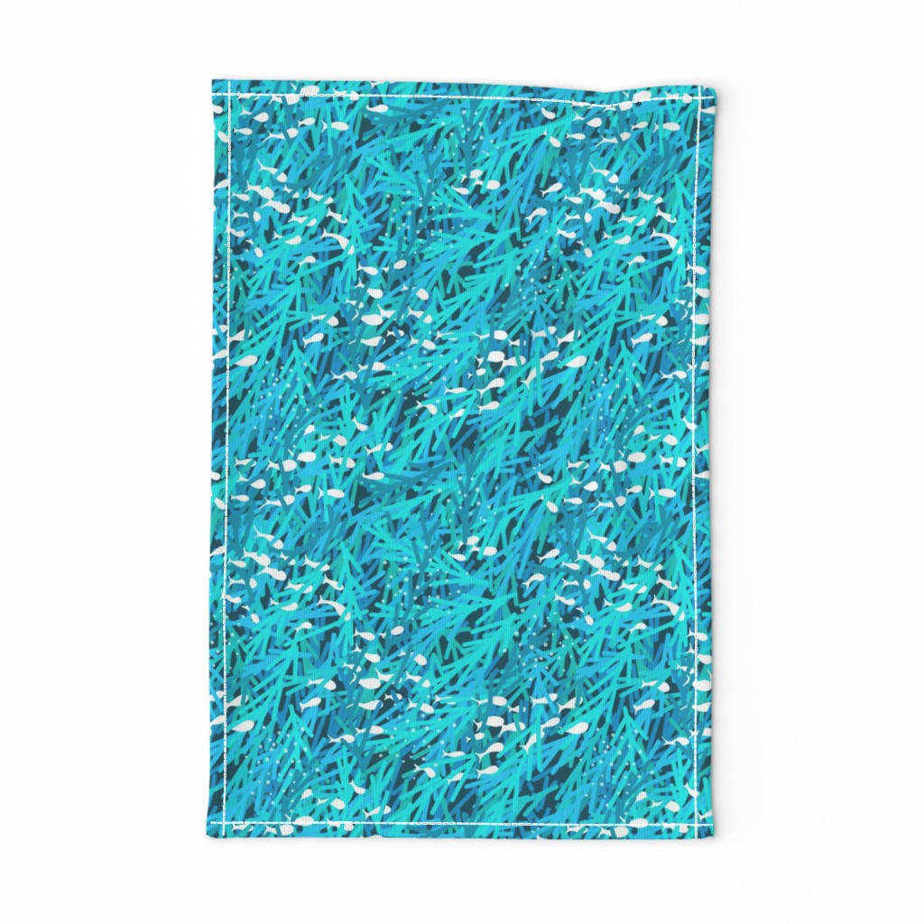 Where Little Fish Swim | Aqua Teal Turquoise Blue White