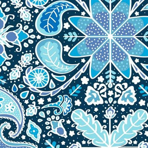 Pysanky Paisley Floral in Blue