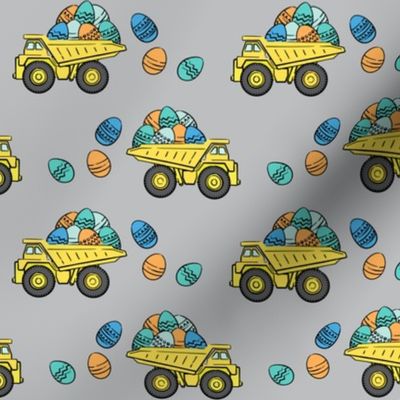 dump trucks with easter eggs - grey stripes - LAD19