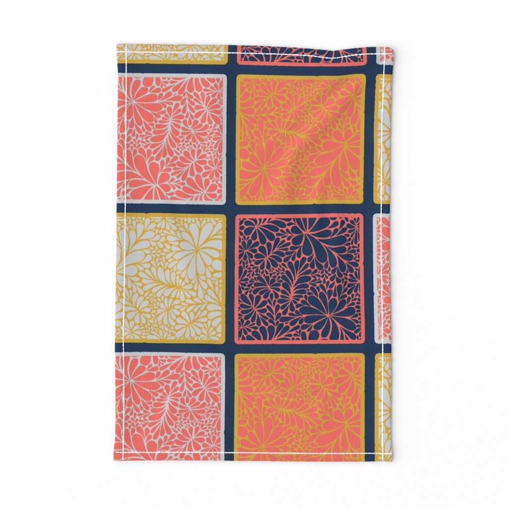 Coral Doodle Squares