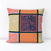 Coral Doodle Squares