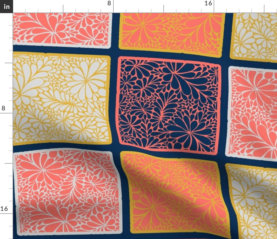 Coral Doodle Squares