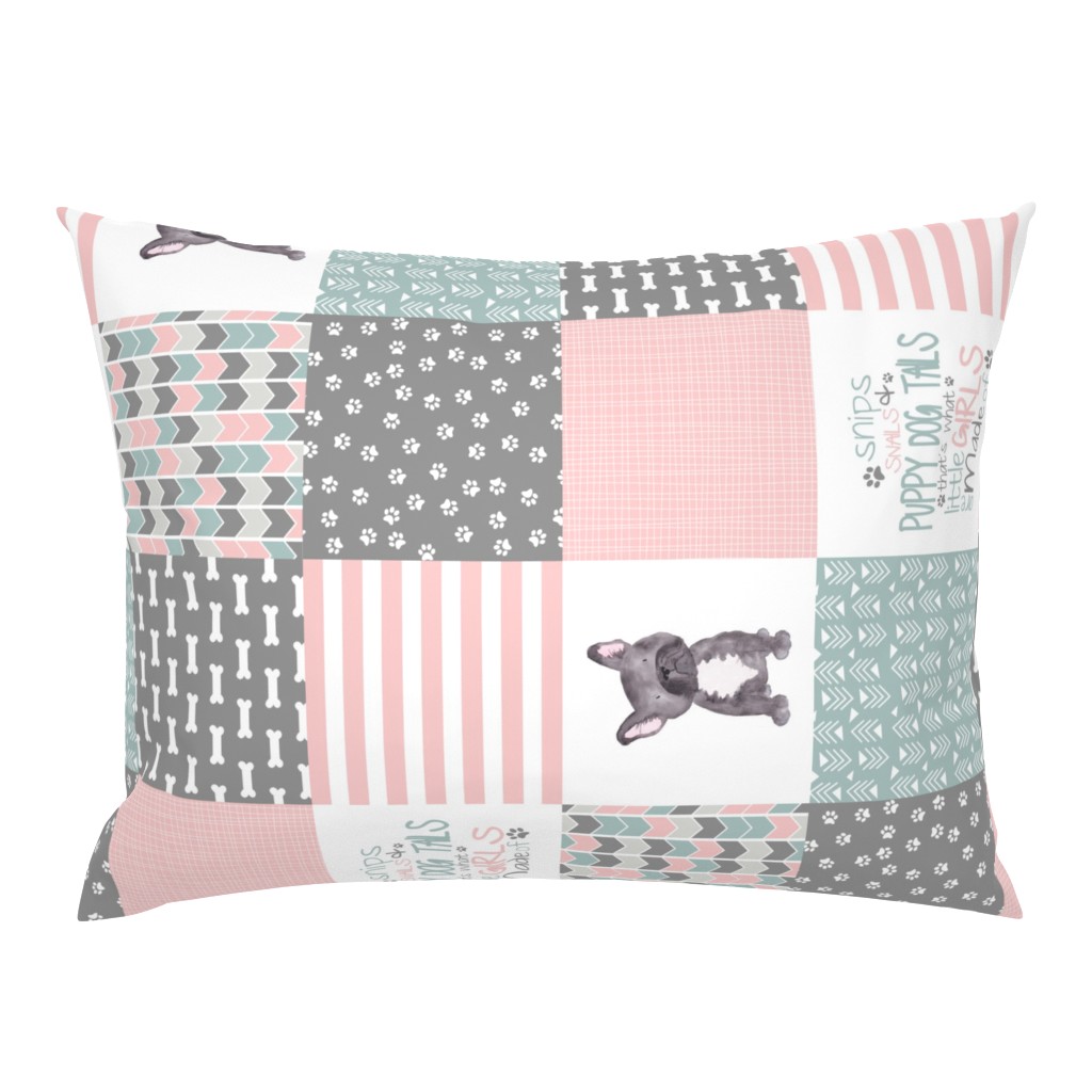 Puppy Tails//Girls - Wholecloth Cheater Quilt - Rotated