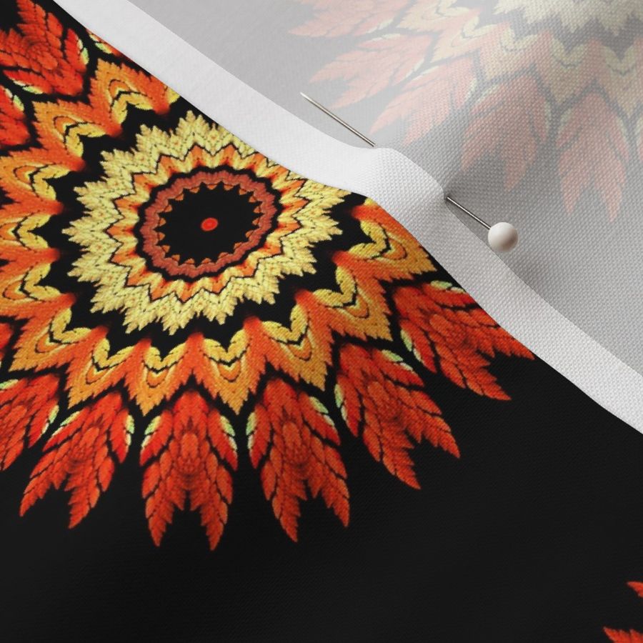 Orange & Black Feather Mandala Pattern