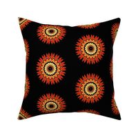 Orange & Black Feather Mandala Pattern