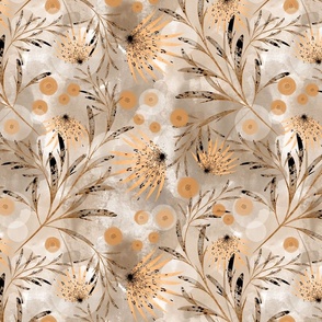 Gold flowers on beige background.