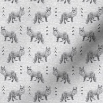 1.25” Fox and Arrows on Linen - Grey -