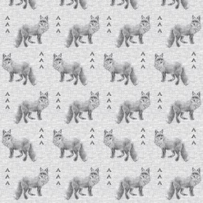 1.25” Fox and Arrows on Linen - Grey -