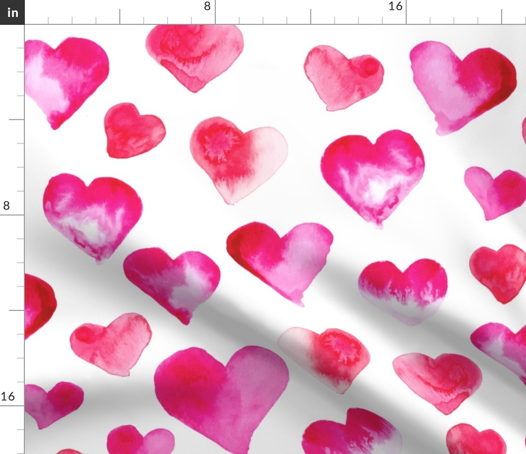 19-1AA Jumbo Large Scale  Hearts Pink Red Valentine Watercolor _ Miss Chiff  Designs  
