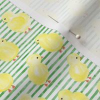 watercolor chicks - green stripes - spring easter - LAD19
