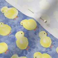 watercolor chicks - periwinkle - spring easter - LAD19