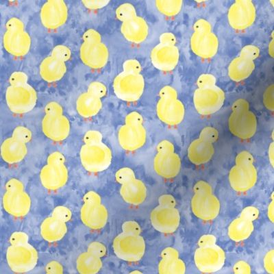 watercolor chicks - periwinkle - spring easter - LAD19