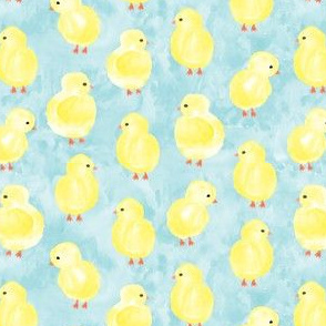 watercolor chicks - blue  - spring easter - LAD19