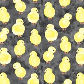 watercolor chicks - grey - spring easter - LAD19