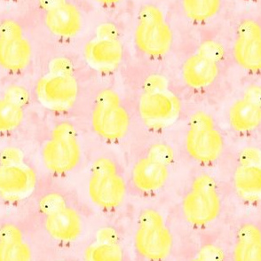 watercolor chicks - pink - spring easter - LAD19