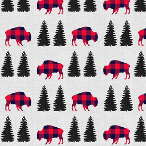 8" Woodland Plaid Buffalo // Light Gray Linen