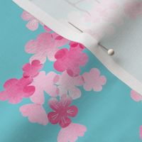 Cherry blossom birds turquoise aqua