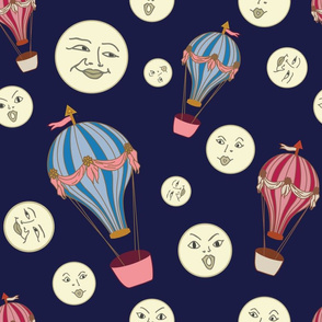 Hot air balloons in navy blue