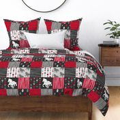 Horse Patchwork - Red, Black And Grey