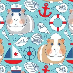 nautical guinea pigs on teal