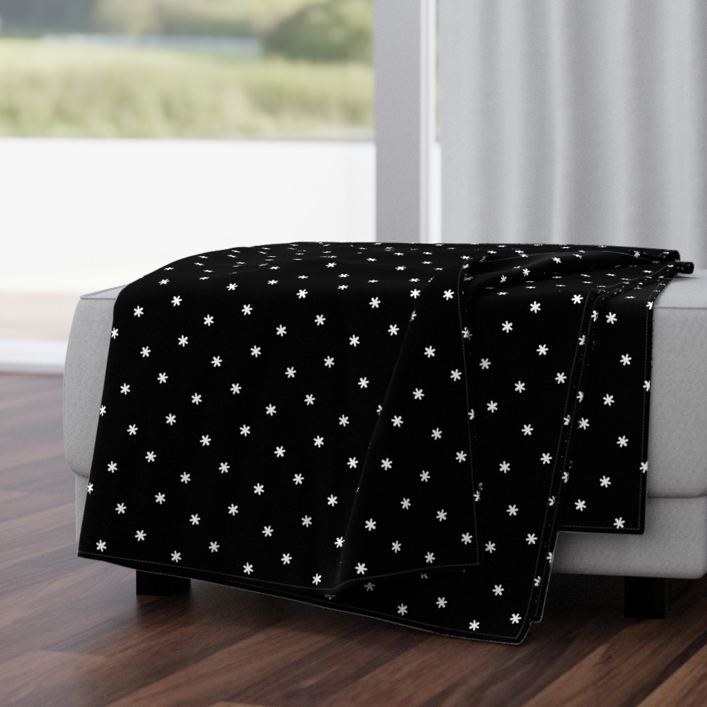 Tiny Flower Star Polka Dot // Black & White 