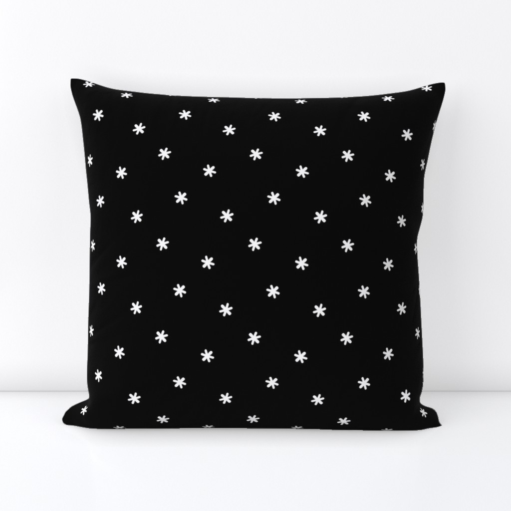 Tiny Flower Star Polka Dot // Black & White 