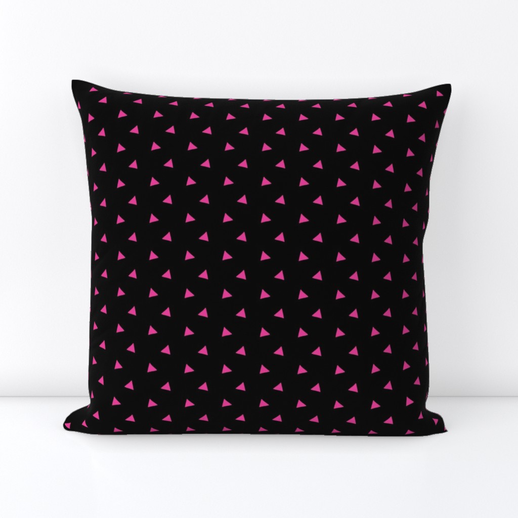 Tiny Triangle Polka Dot // Hot Pink & Black 